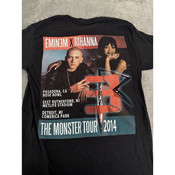 Eminem & Rihanna The Monster 2014 Tour T Shirt Men's Size Small Black - Picture 3 of 10